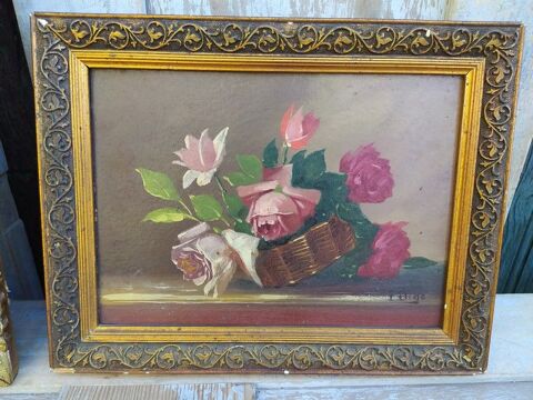 Tableau Paniers de Fleurs Roses Nature Morte Sign� Bigo
75 Loches (37)