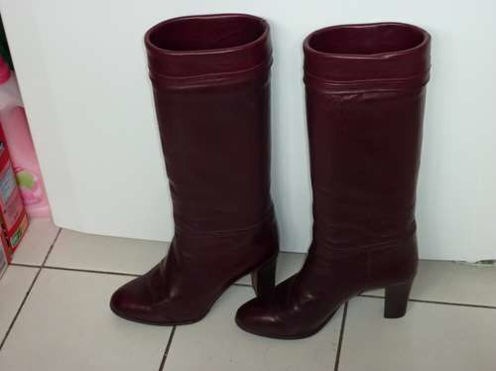 BOTTES CAVALI&Egrave;RES CUIR BORDEAUX Chaussures