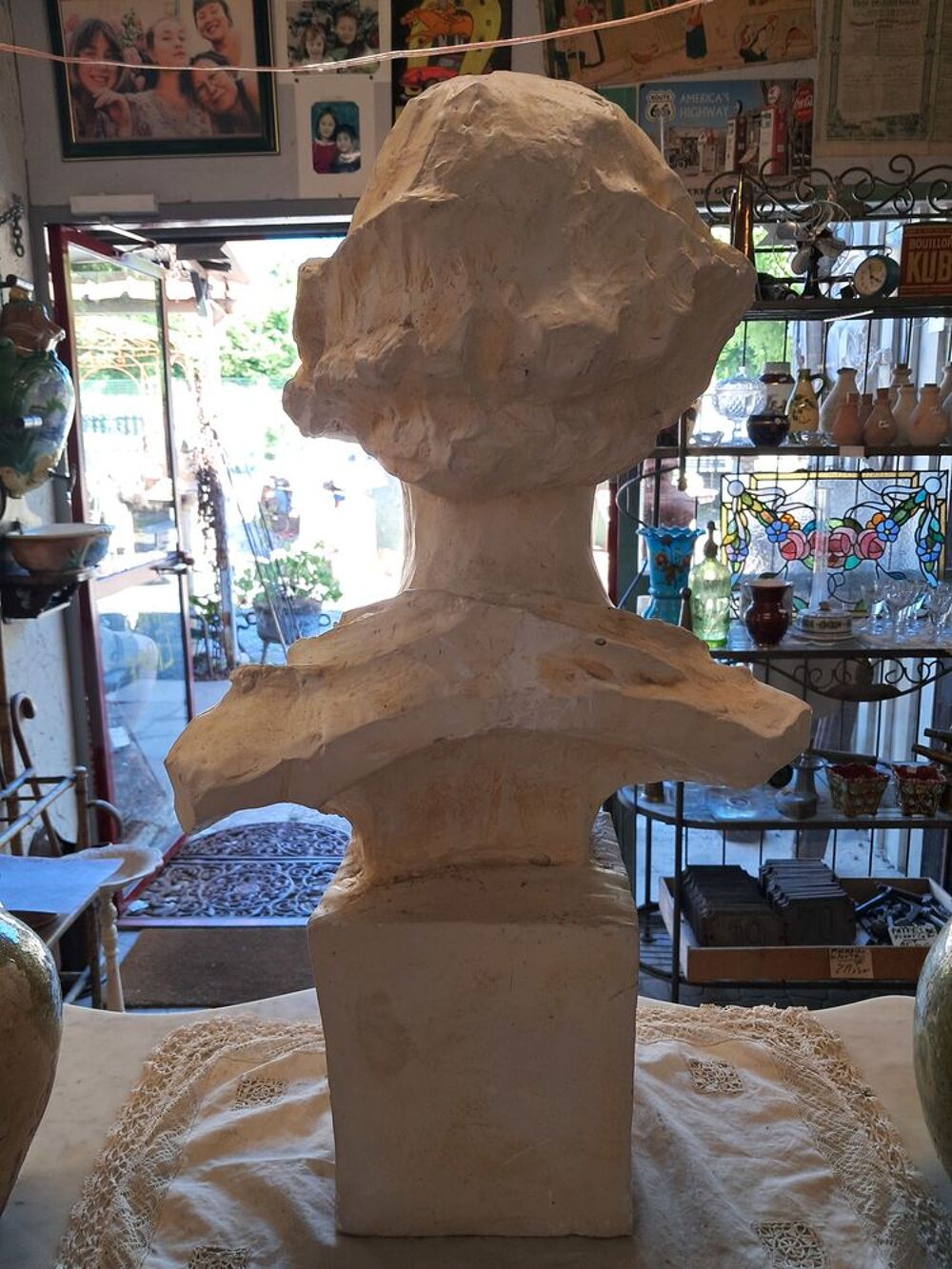 Statue, buste d'homme ancien en pl&acirc;tre Dcoration
