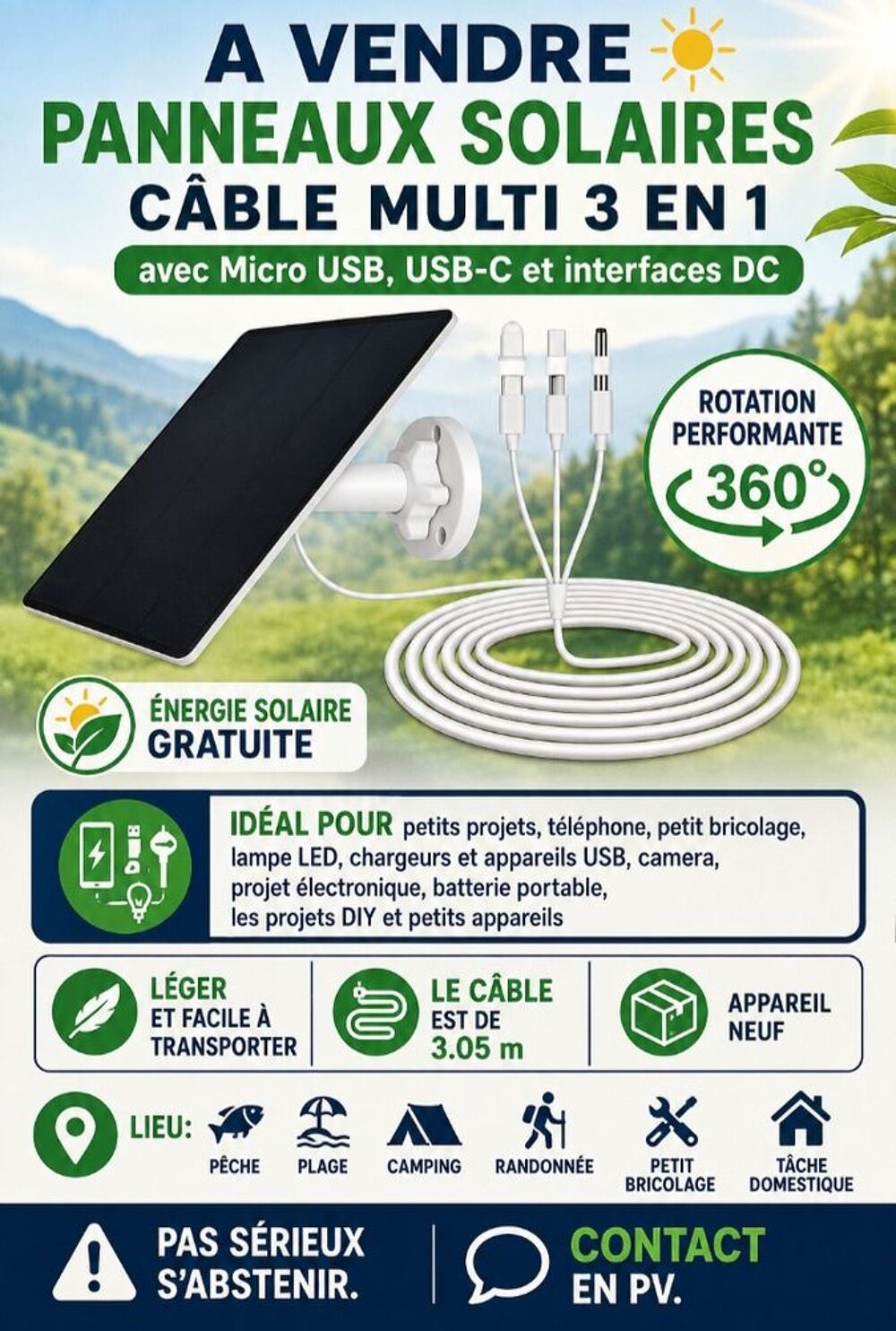 Panneau solaire 3 en 1 Bricolage