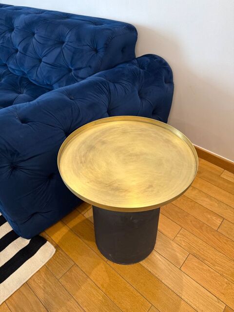 Table d'appoint design noire et dorée ? plateau rond 70 Ivry-sur-Seine (94)