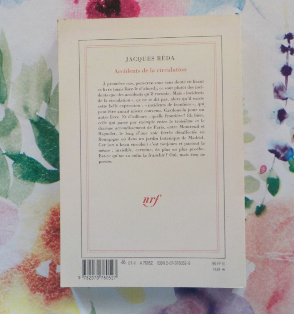 ACCIDENTS DE LA CIRCULATION de Jacques REDA Ed. Gallimard Livres et BD