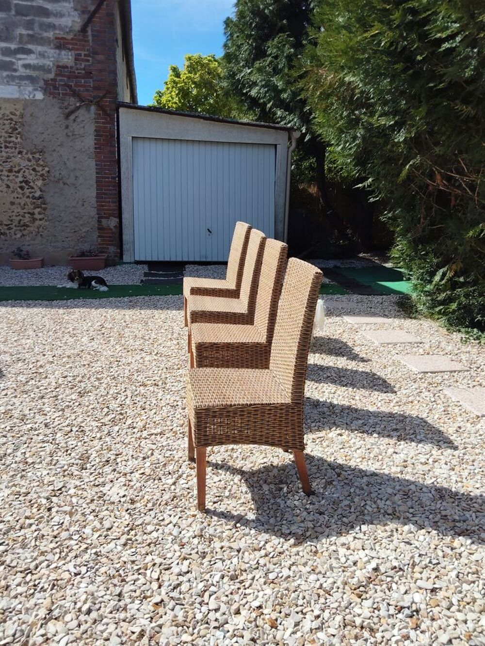 4 CHAISES ROTIN TRICOLORE Meubles