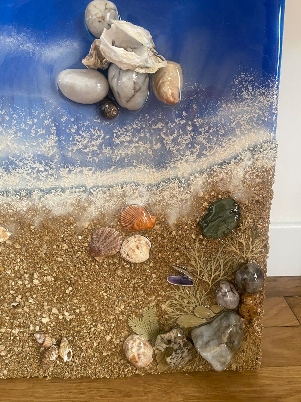 Tableau r&eacute;sine &eacute;poxy, oc&eacute;an, mer, format 80 x 61 cm Décoration