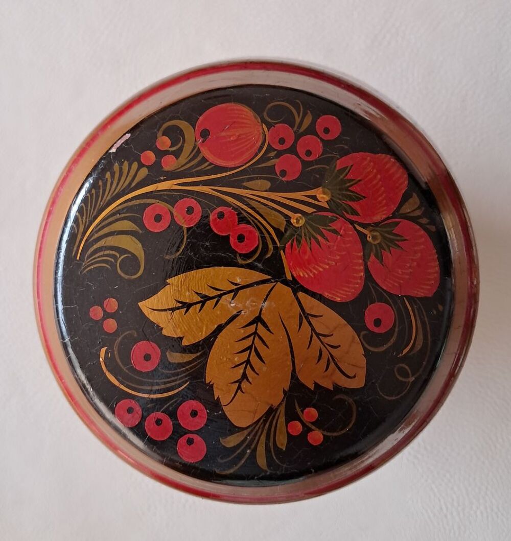 bonbonni&egrave;re pot &agrave; tabac gingembre th&eacute; en bois Khokhloma Décoration