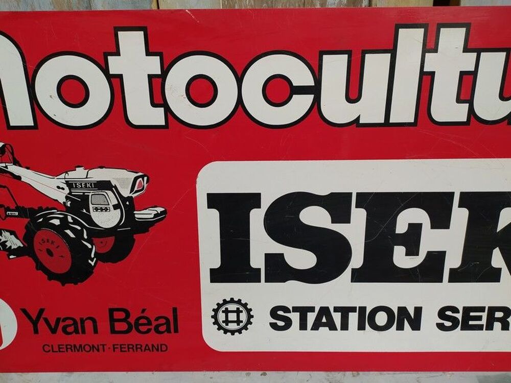 Plaque T&ocirc;le Publicitaire Motoculteur ISEKI Clermont Ferrand 