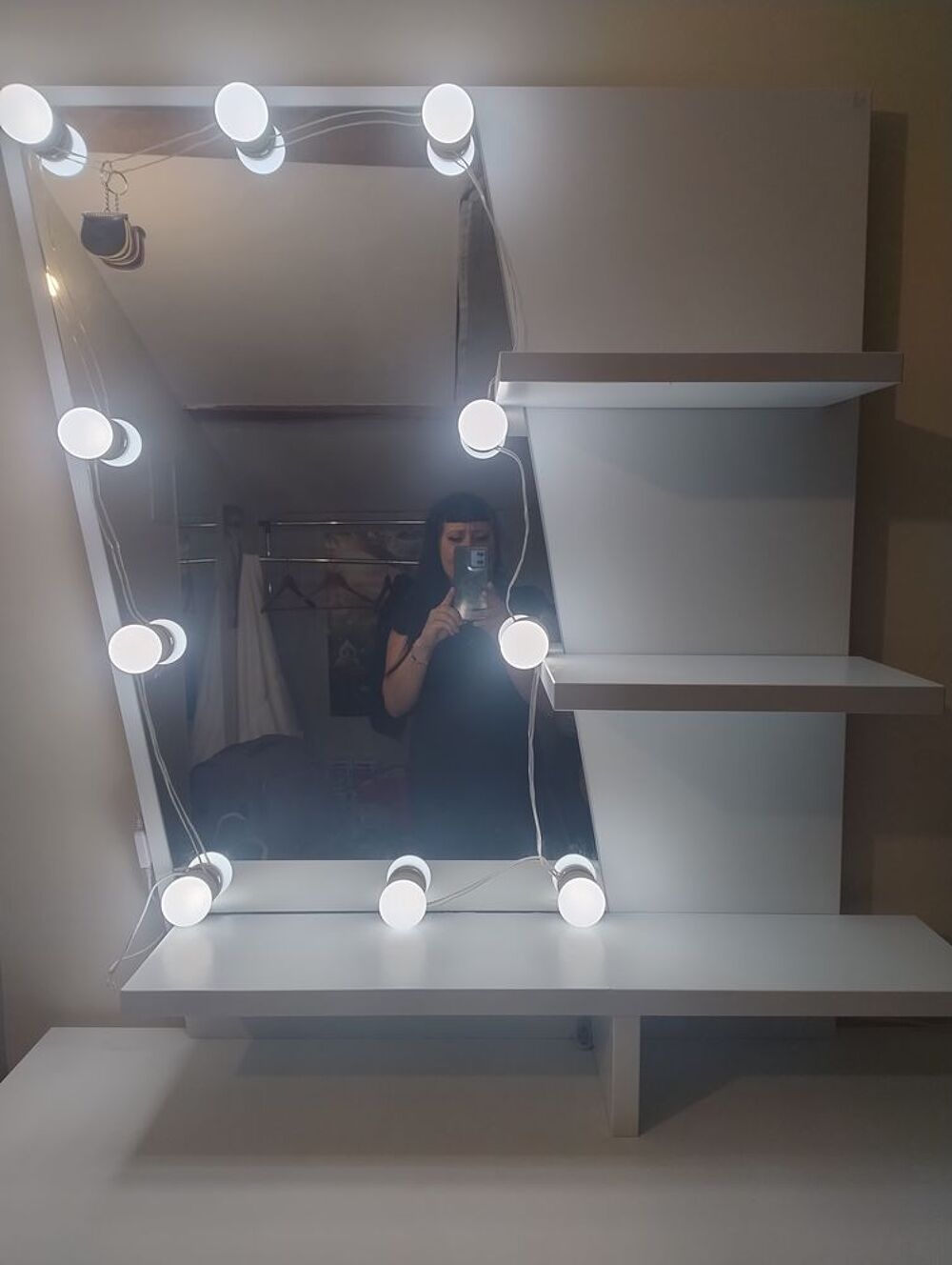 Coiffeuse Blanche avec Miroir Lumineux Meubles