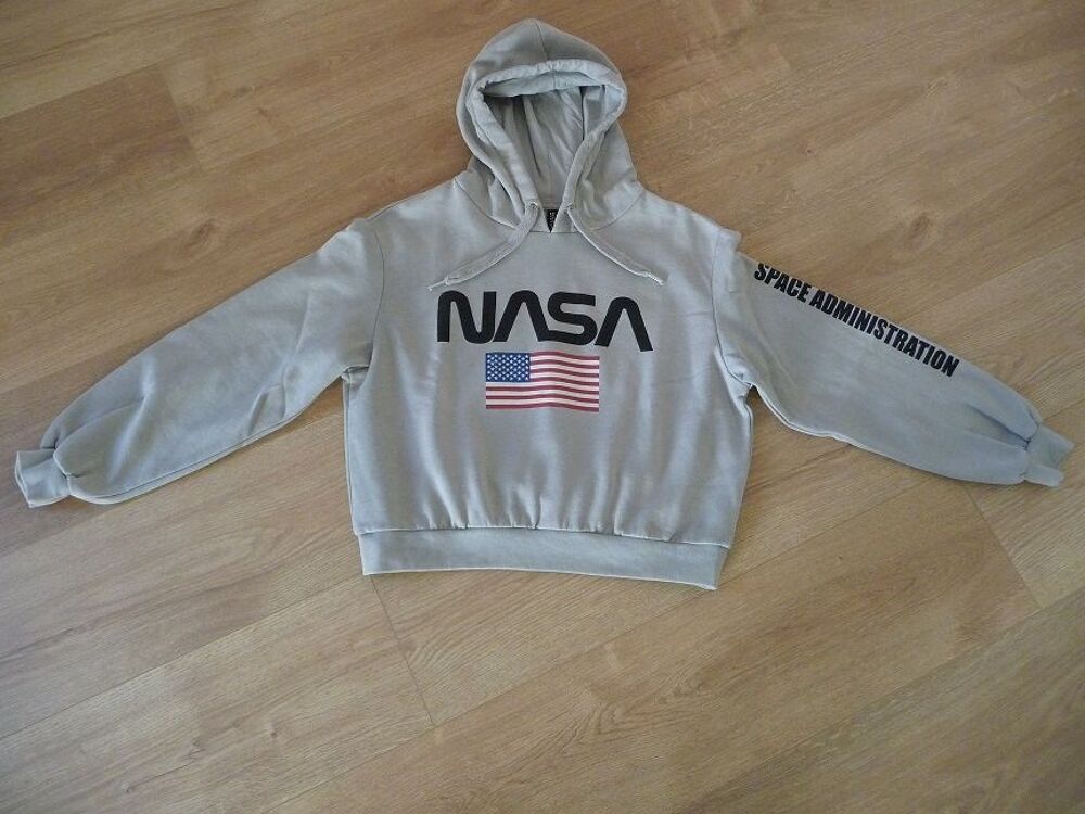 Sweat shirt gris motif NASA drapeau USA taille S - Neuf Vêtements