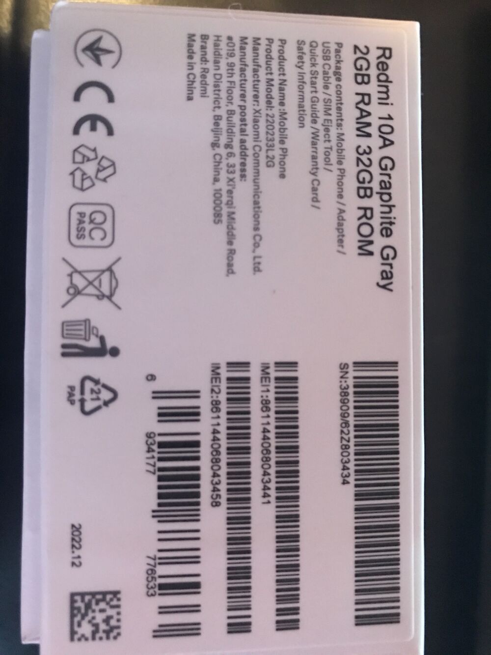 Smartphone Redmi 10 A graphite 32 Go neuf Matériel informatique