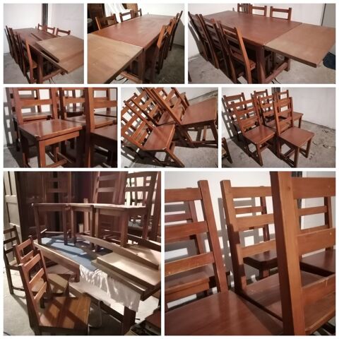 Pin massif chevill� bois, tables 12 couverts et ses 6 chaise 300 Meg�ve (74)