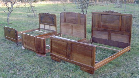 lot de 3 LITS années 20-30  CHÊNE massif 140 cm x 190 cm 275 Tours (37)