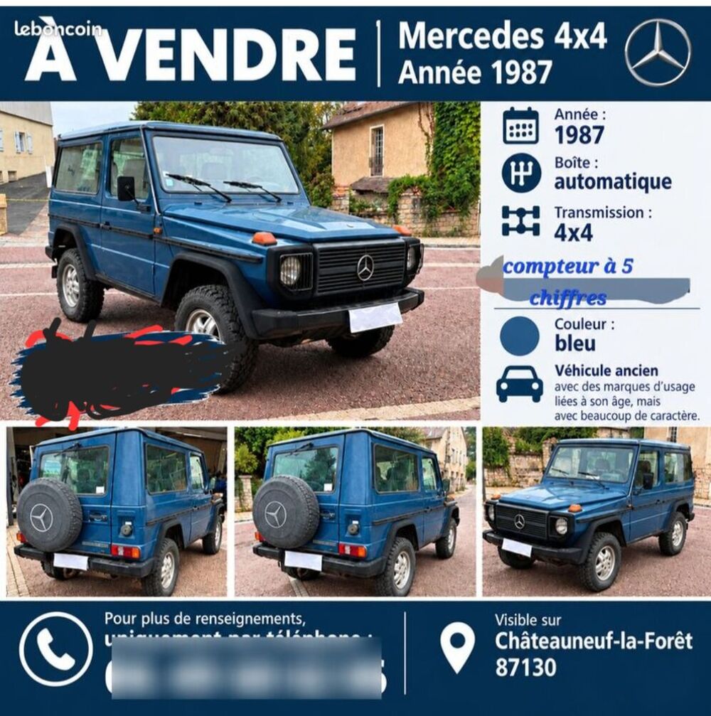 300 D 4-Matic A 1988 occasion 87130 Ch&acirc;teauneuf-la-For&ecirc;t