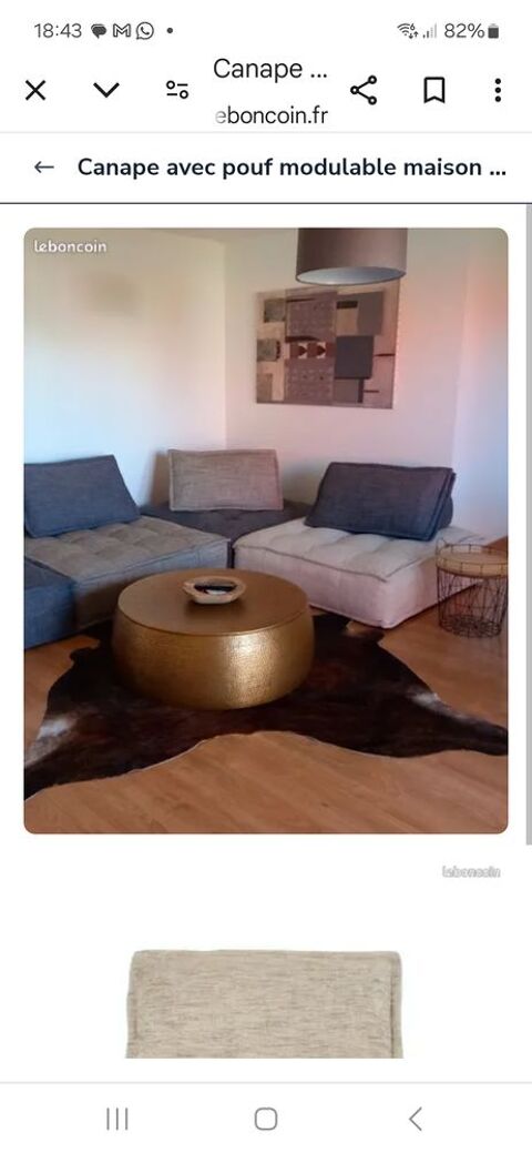 Canapé Maison du Monde avec 3 poufs modulables 0 Le Havre (76)