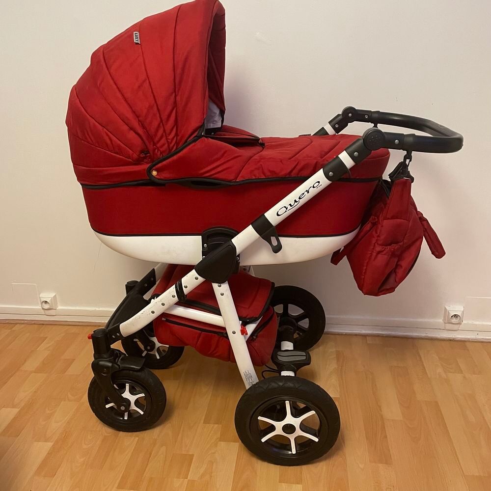 Poussette 3 en 1 bordeaux rouge Pu�riculture