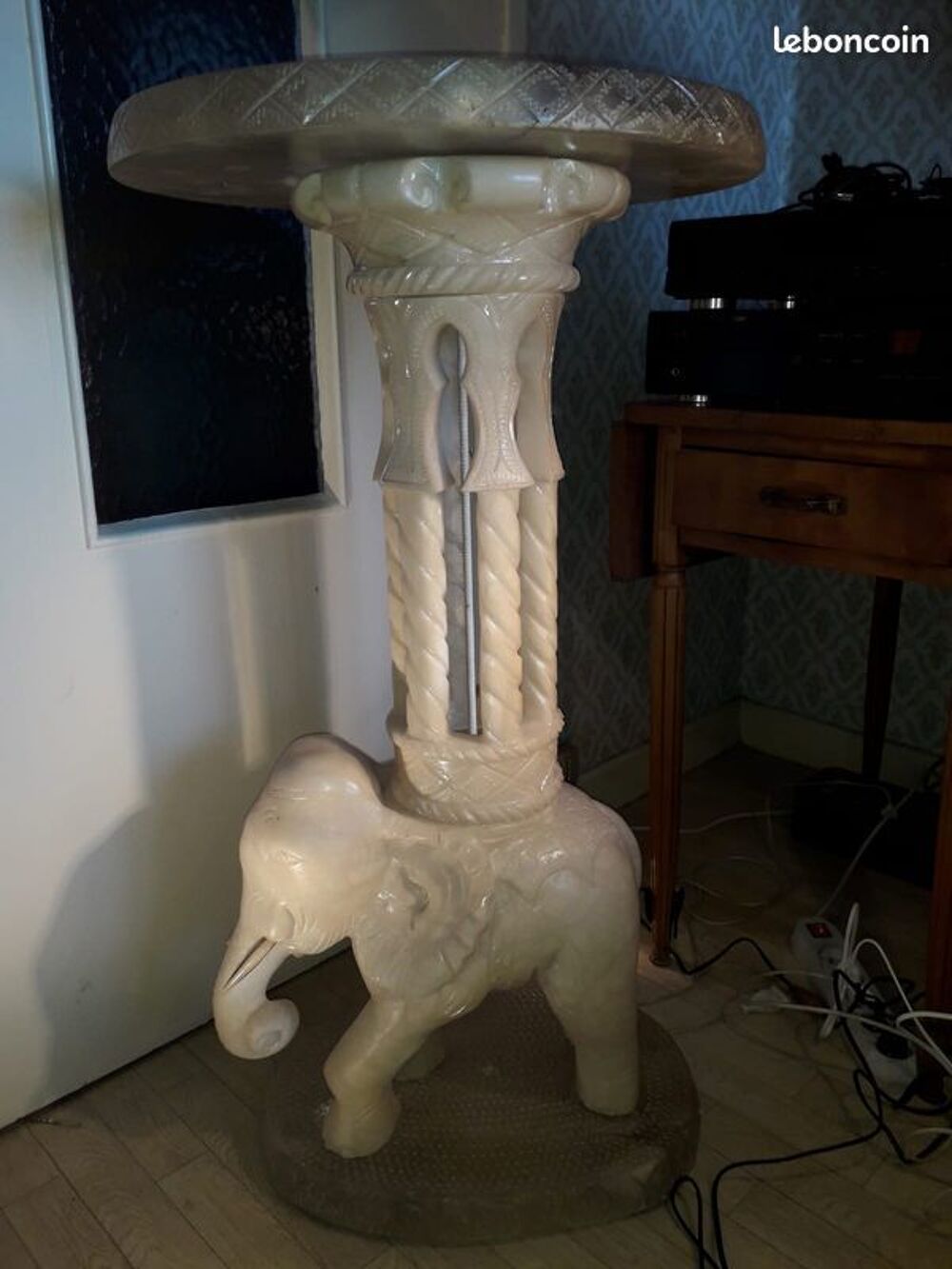 Console Sculpture El&eacute;phant en Alb&acirc;tre Décoration