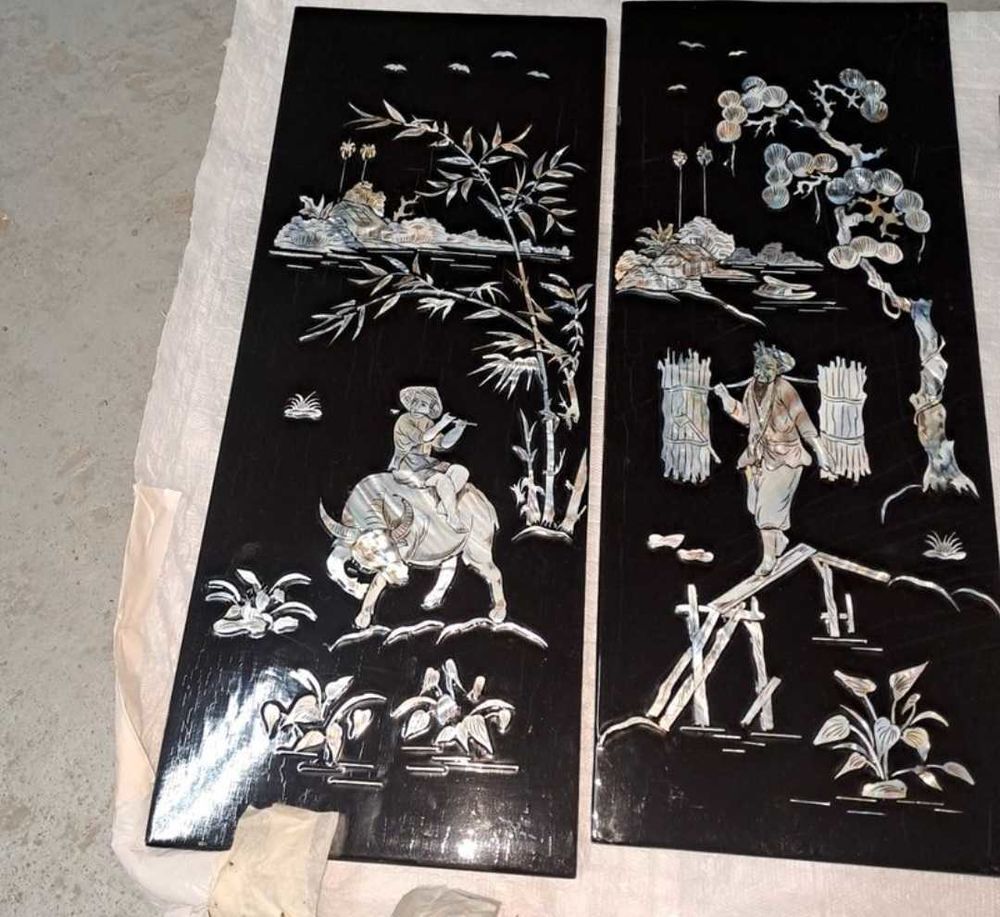 4 panneau d&eacute;coration asiatique tr&egrave;s bon &eacute;tat Décoration