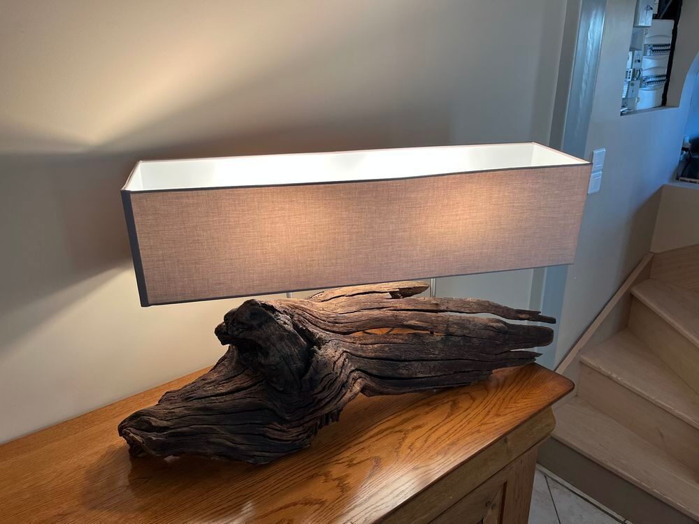 Lampe bois flotter de mer. Double lumi&egrave;re.&iuml;&iquest;&frac14; Décoration