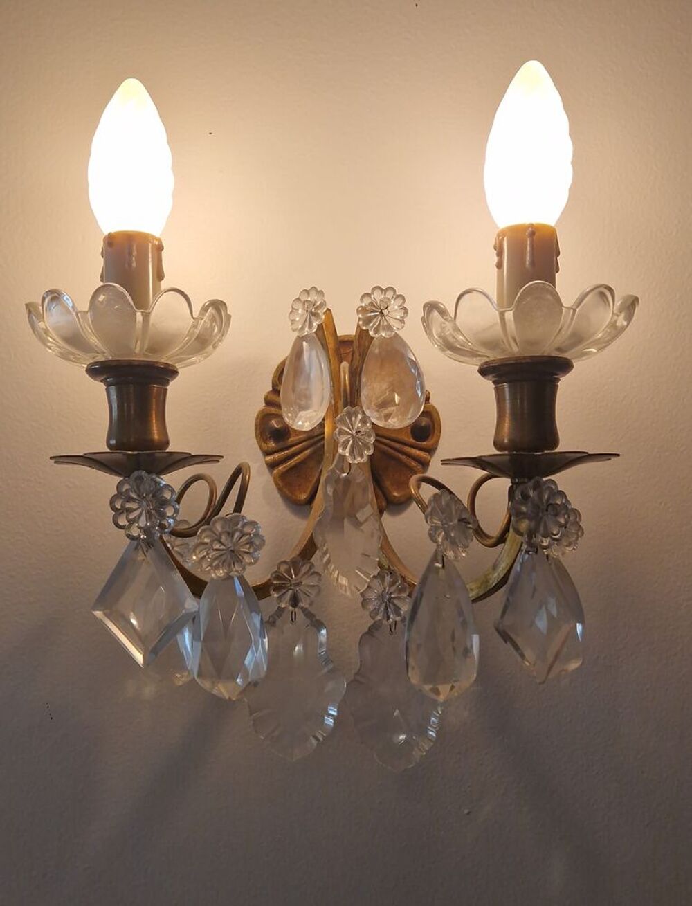 3 appliques en cristal de Boh&egrave;me Décoration