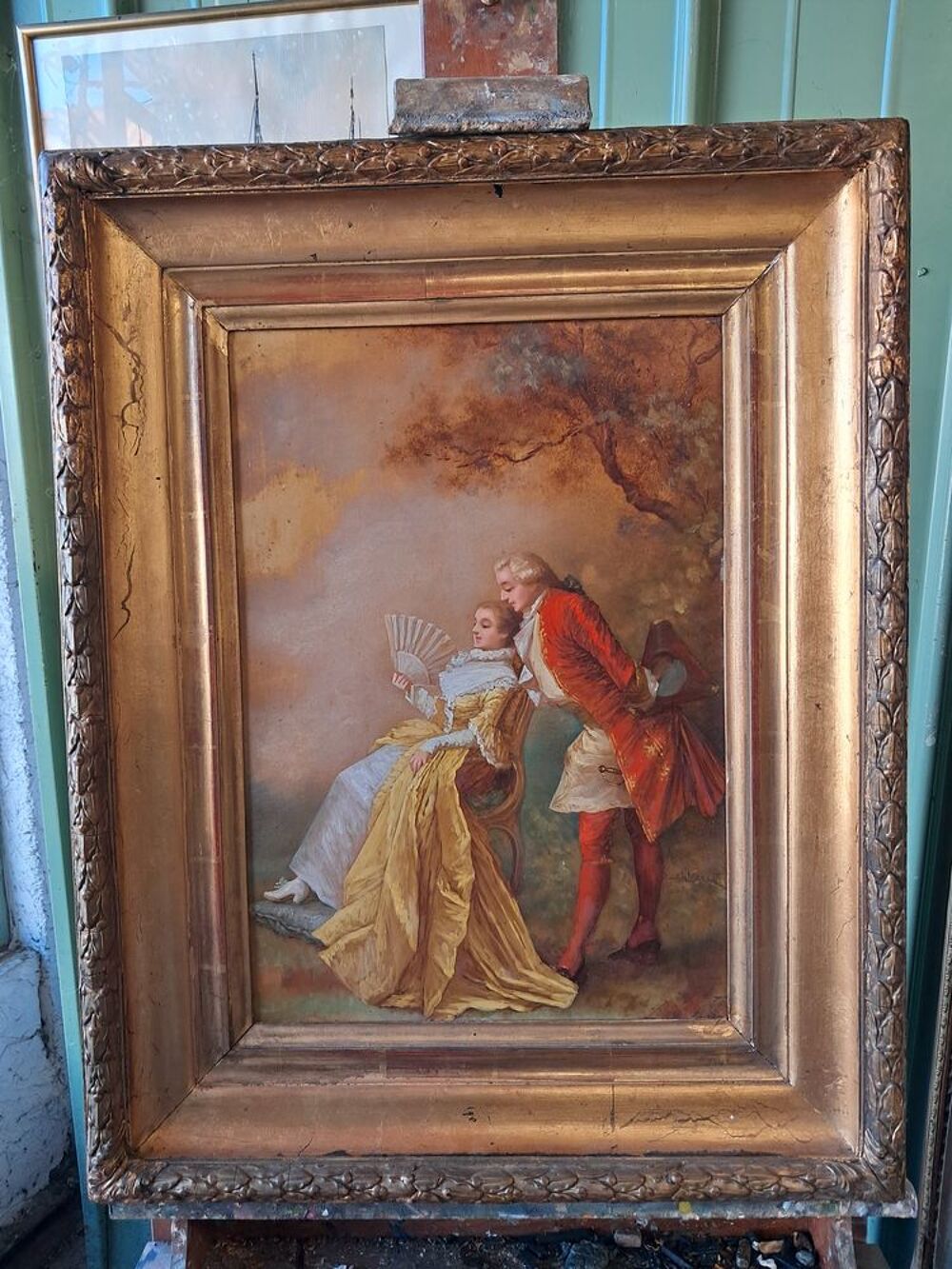 Tableau ancien, huile sur panneau Décoration