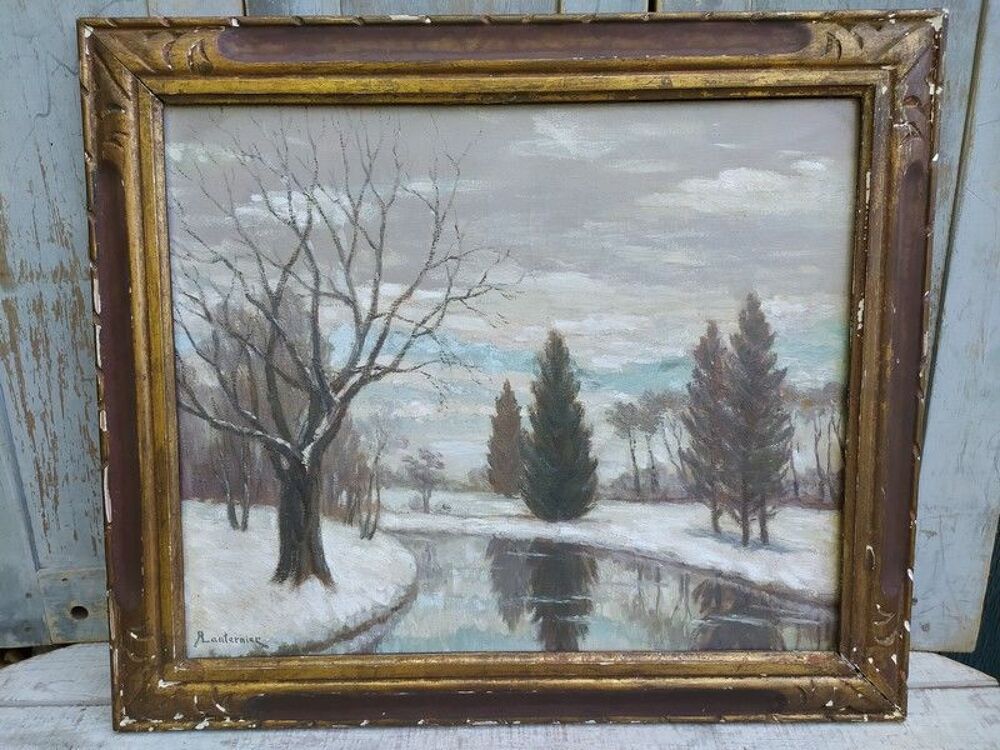 Tableau Paysage d'Hiver par Raoul L&eacute;on Lanternier 