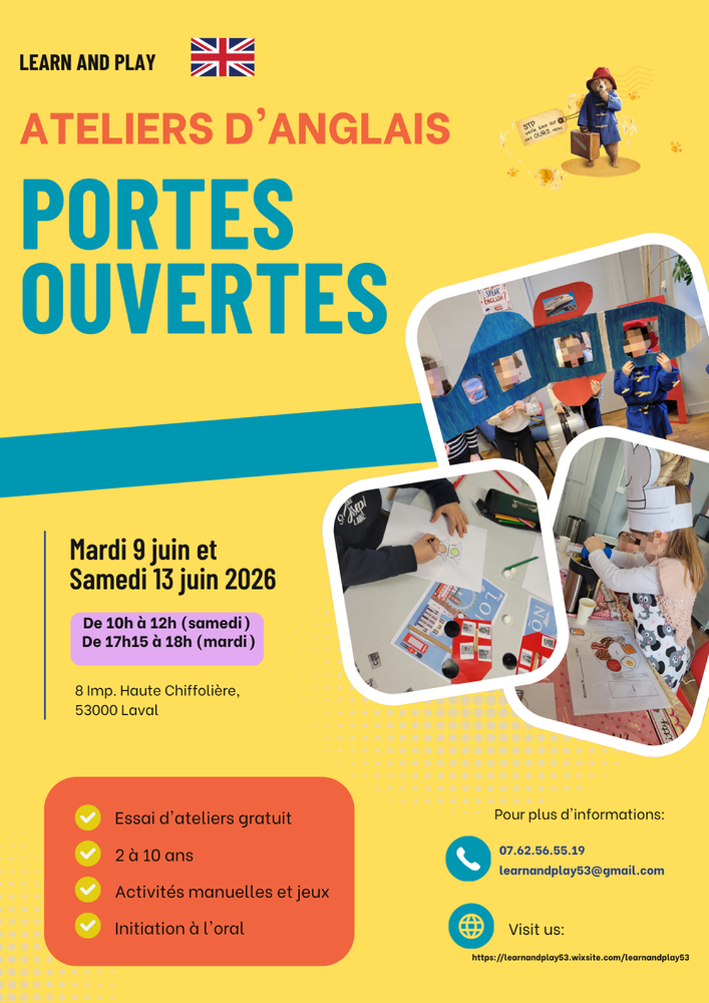   Portes ouvertes ateliers d'anglais enfants  