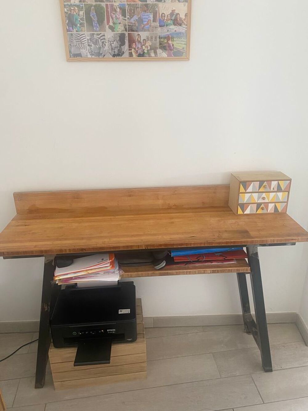 magnifique bureau fer forg&eacute; et bois Meubles