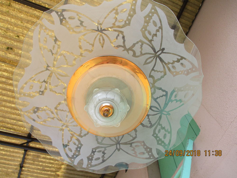 Suspension Lustre plafonnier laiton d&eacute;co papillons 1950 Décoration