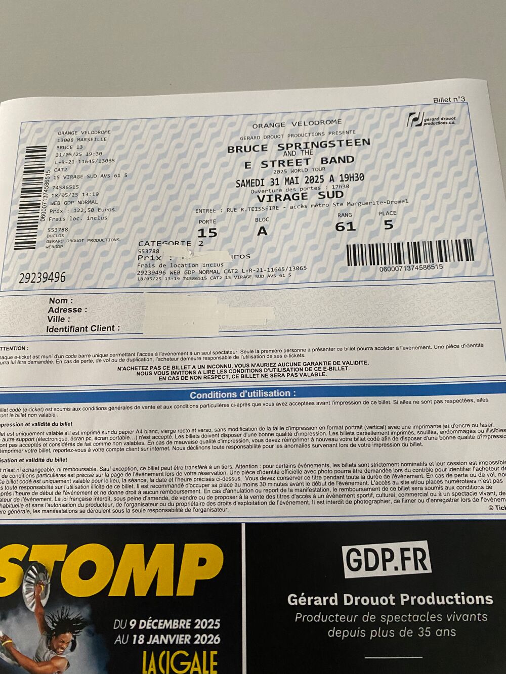 Springsteen Marseille Billetterie