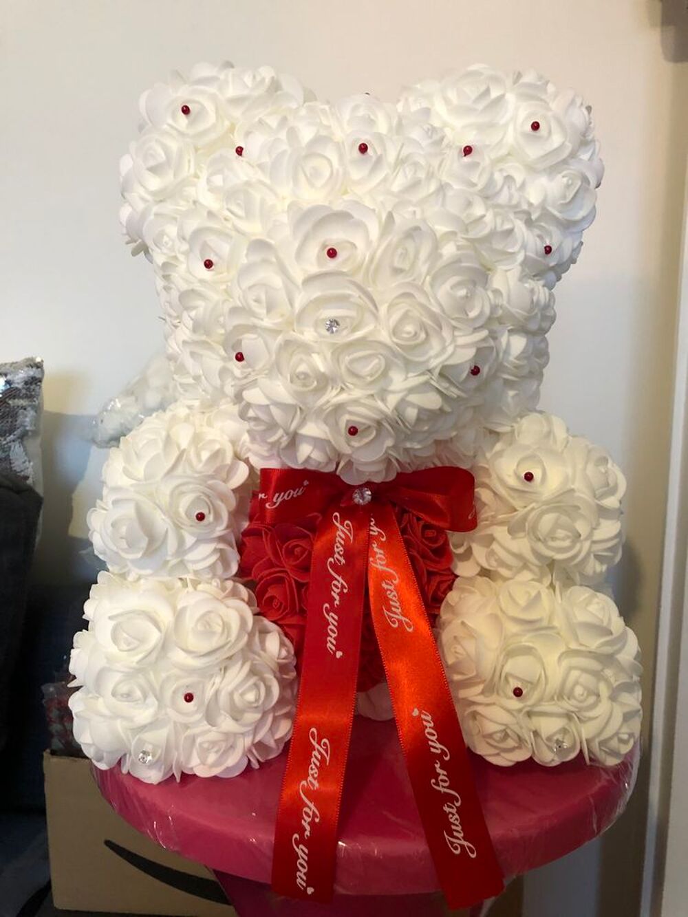 ours de 30 cm avec fleurs artificielles Meubles