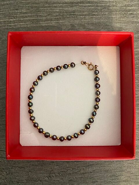 Bracelet perle noire et or 18 carats 60 Nice (06)