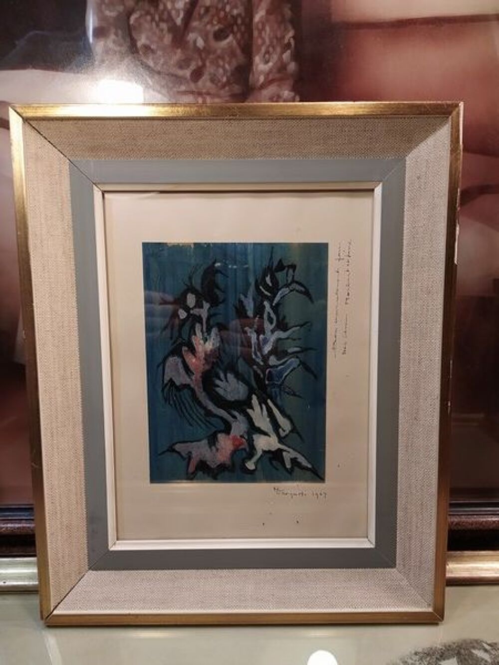 Peinture Composition Abstraite Sign&eacute;e Norbert Verzotti 1969 