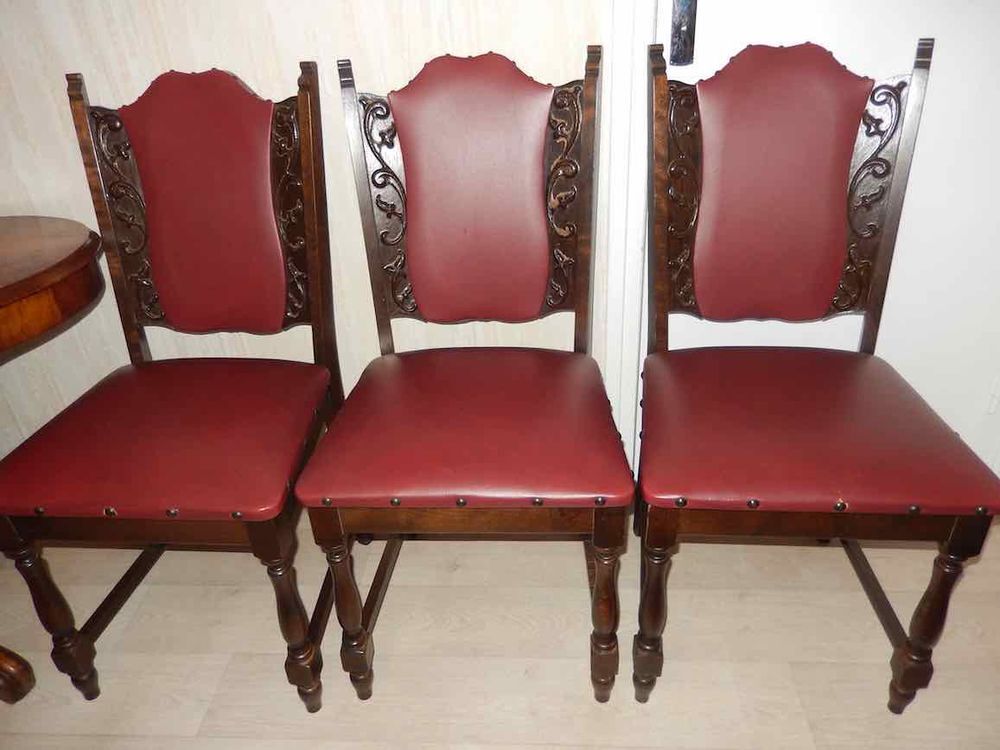 3 chaises de salon bois Meubles