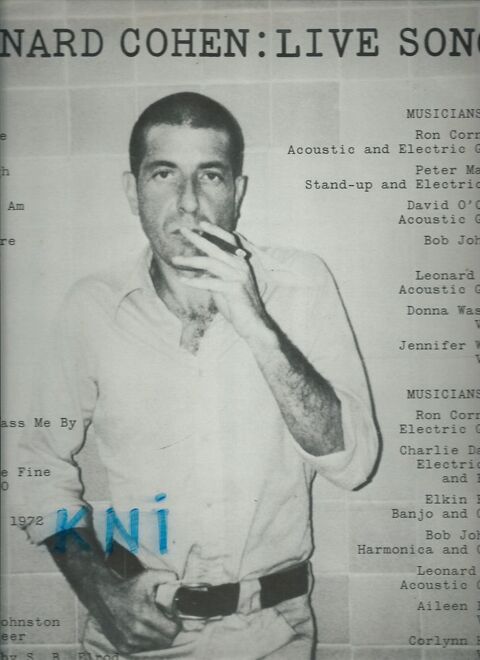 Vinyle 33T , Leonard Cohen ,Live songs 1973 6 Tours (37)