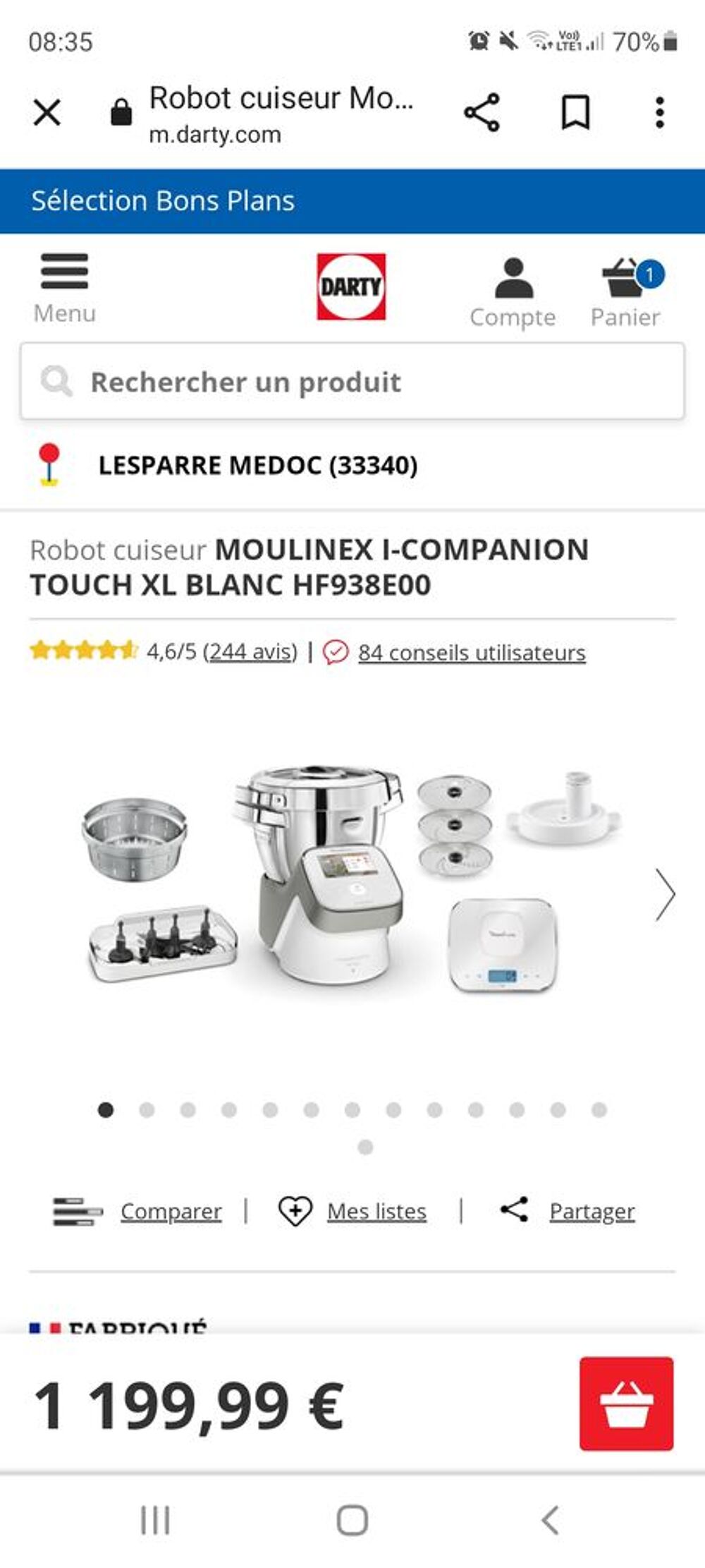 Robot cuiseur multifonction - Bol inox 4.5 litres (3 litres Electroménager