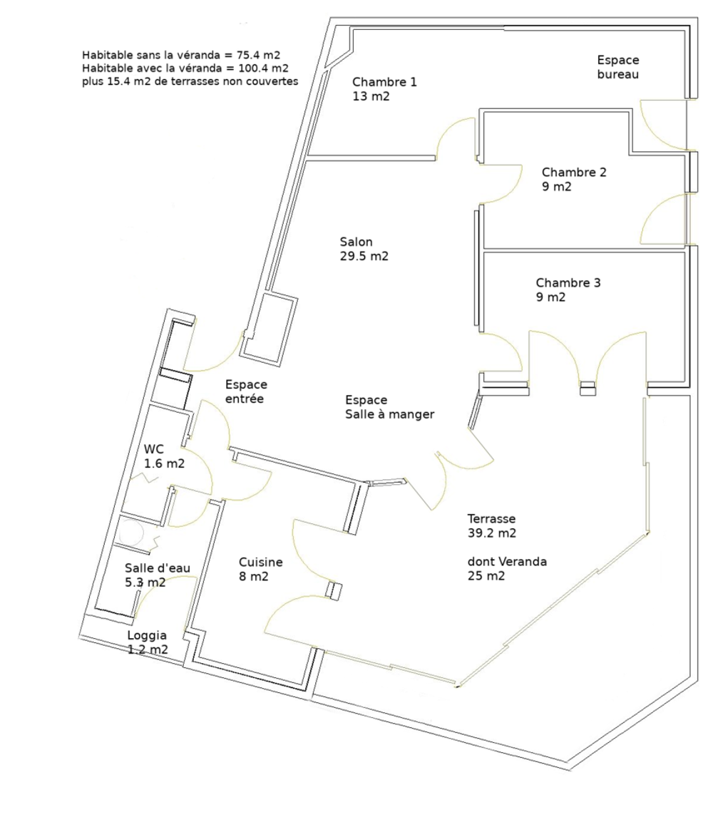 Location Appartement 100 m2 avec terrasse et loggia, limite Vincennes Montreuil