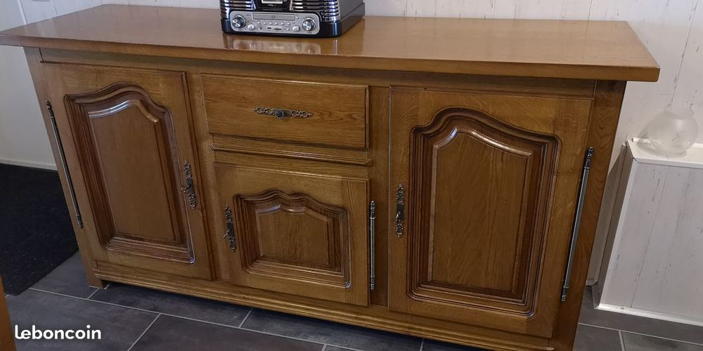 Ensemble table ch&ecirc;ne, 4 chaises, meuble bas Meubles