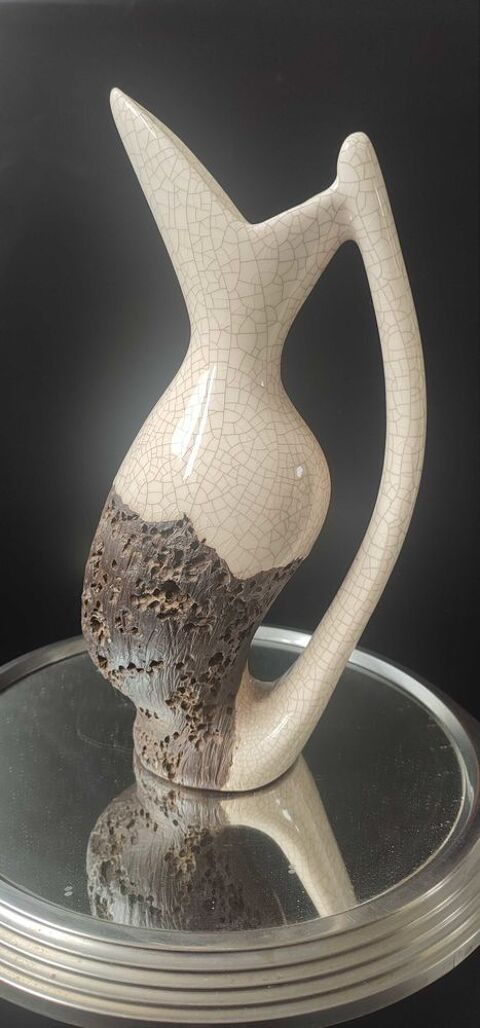 Vase Pichet  Forme Libre  Raku et Bois vermoulu (1960/70) 105 Clermont (60)