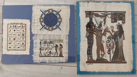 Lot de 2 scènes égyptiennes sur papyrus 20 Broué (28)