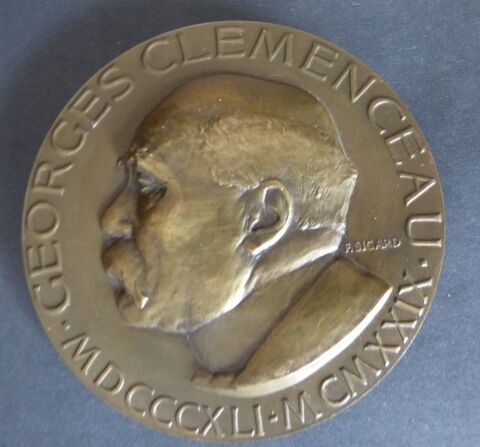 GEORGES CLEMENCEAU medaille bz 90 mm 98 Raismes (59)