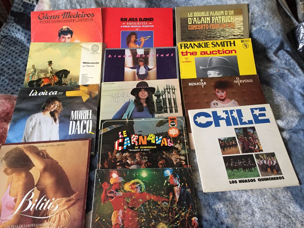 lot de vinyles 33 tours vari&eacute;s CD et vinyles
