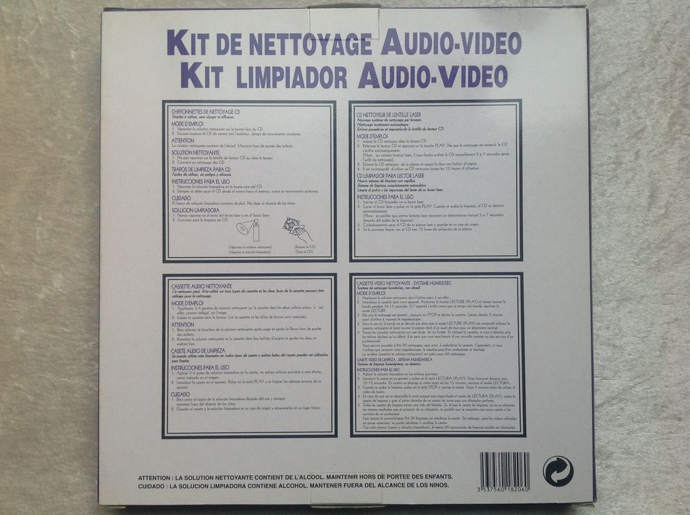 KIT DE NETTOYAGE AUDIO VIDEO 4 EN 1 Envoi Possible Audio et hifi