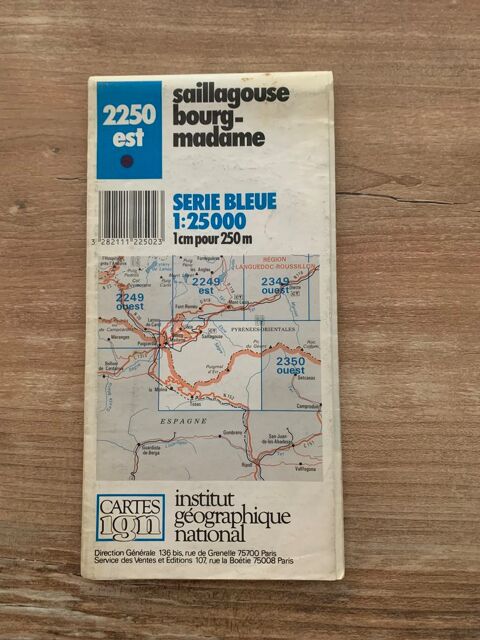 Carte  Institut géographique national  2250 est 3 Saleilles (66)