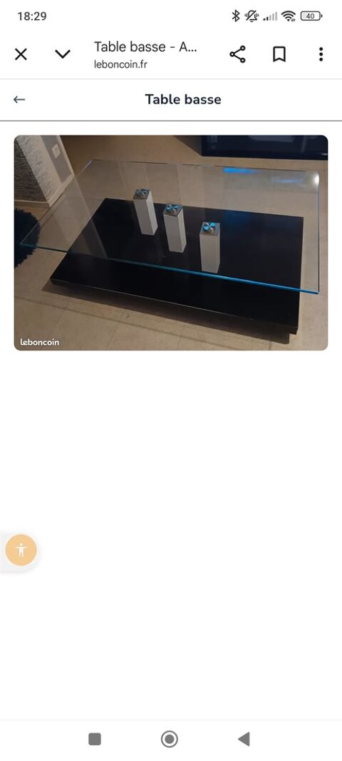 Table basse plateau verre structure noire 10 Saint-Herblain (44)