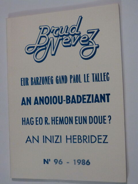 BRUD NEVEZ N� 96  livre �crit en  BRETON 3 Brest (29)