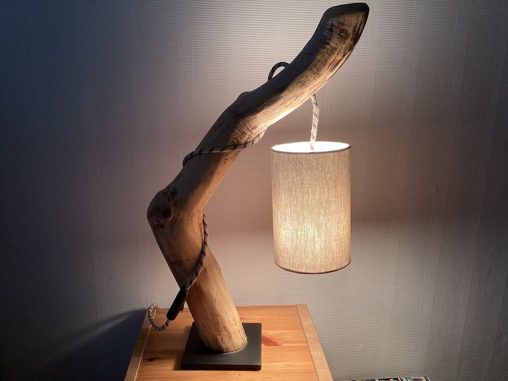 Grande lampe de chevet en bois flott&eacute; Dcoration