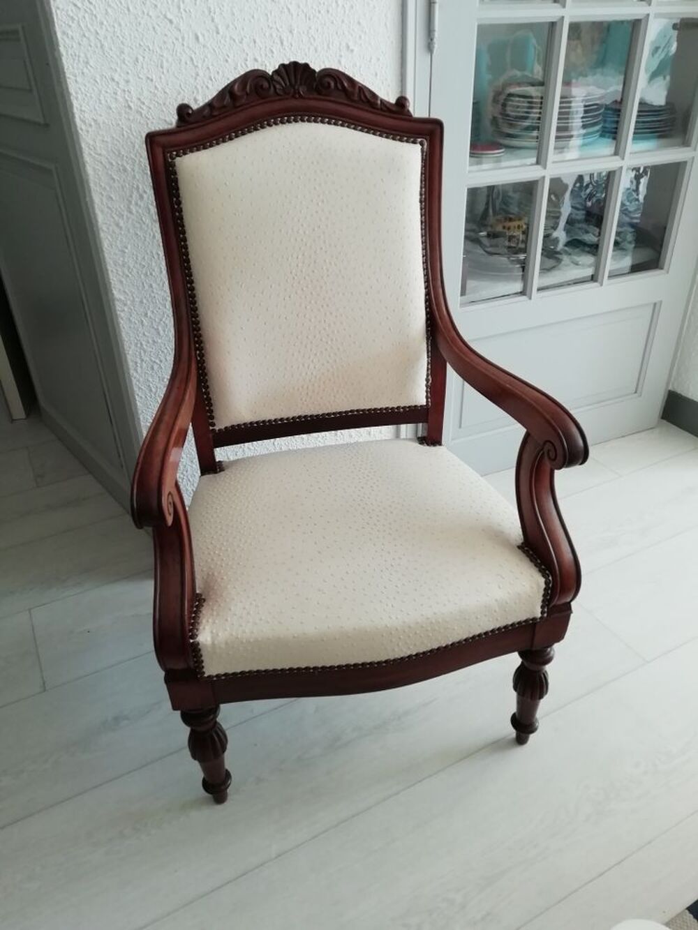 FAUTEUIL ACAJOU /BLANC Meubles