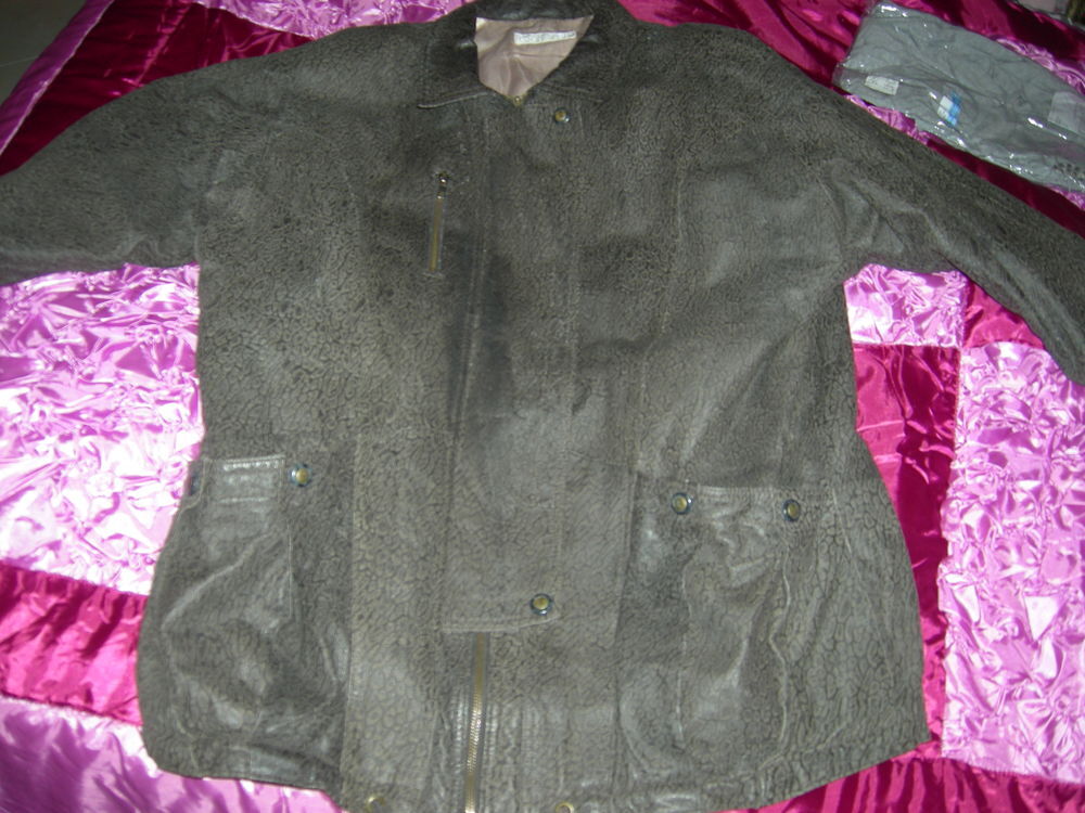longue veste cuir marron grande taille Vêtements