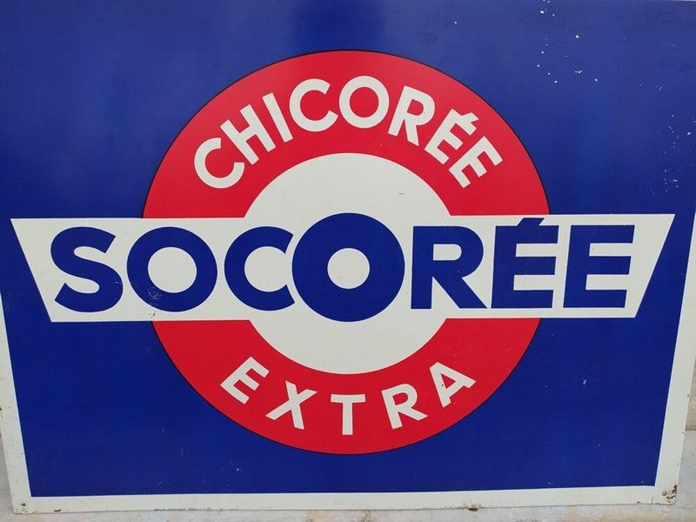 Ancienne Plaque T&ocirc;le Publicitaire Chicor&eacute;e Socor&eacute;e 