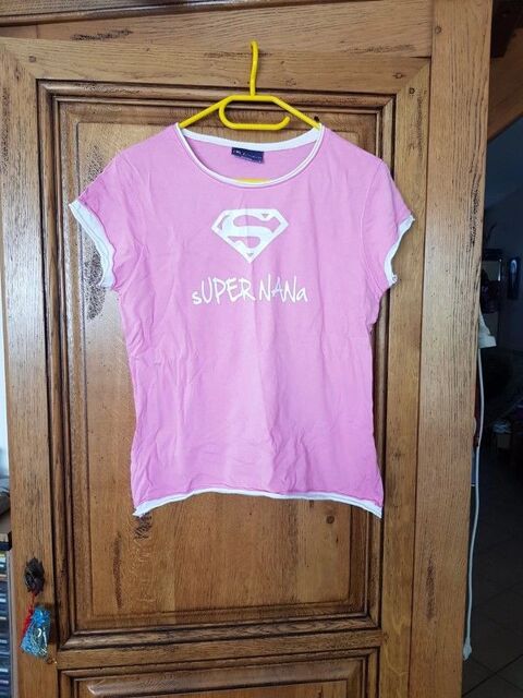 T shirt super nana rose et blanc neuf taille l mesure aissel 8 Viriat (01)