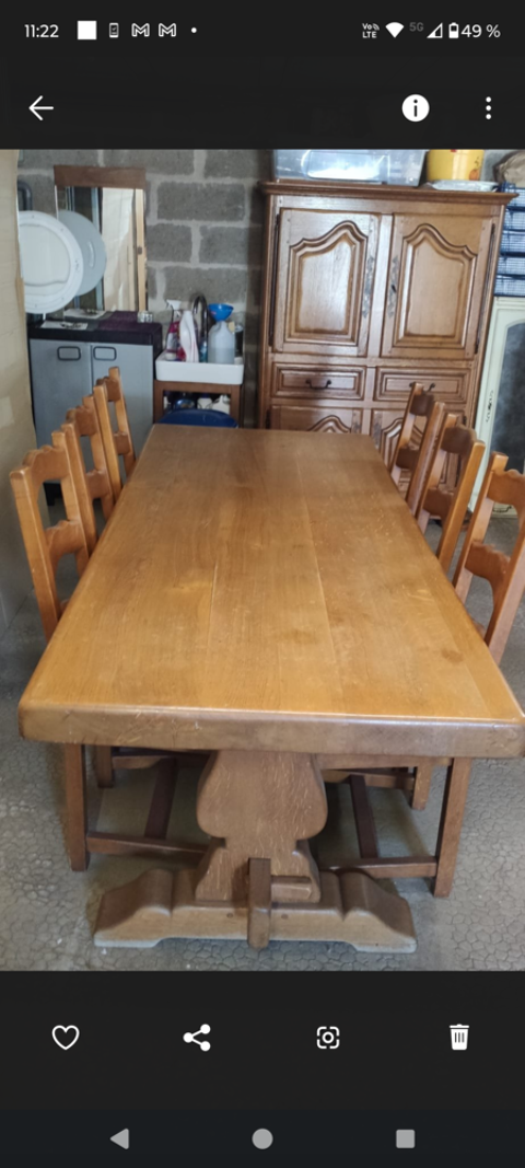 Table et chaises paillées  salle à manger chêne massif Bois-le-Roi (77)